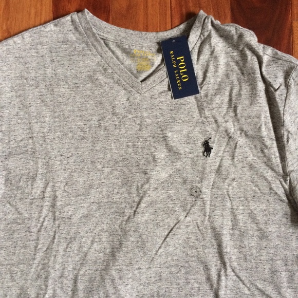 Men's Polo Ralph Lauren V neck t shirt  Gray  NWT - Picture 7 of 7